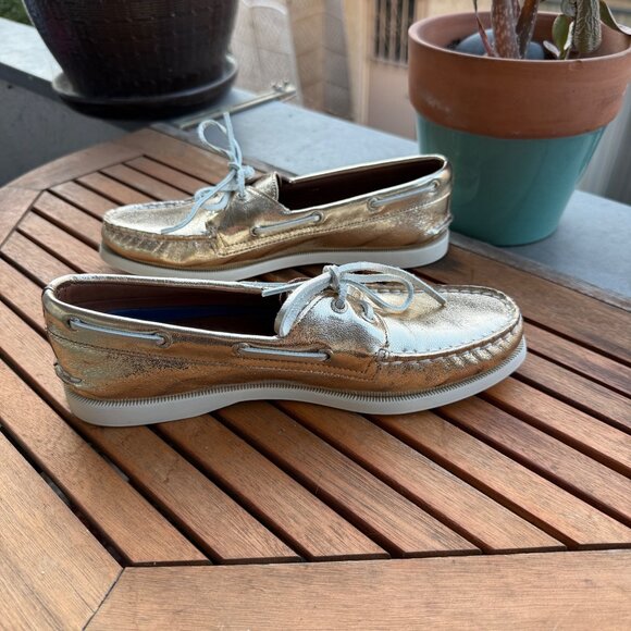 Sperry Womens Gold Boat Shoes Size 8 - Picture 3 of 8